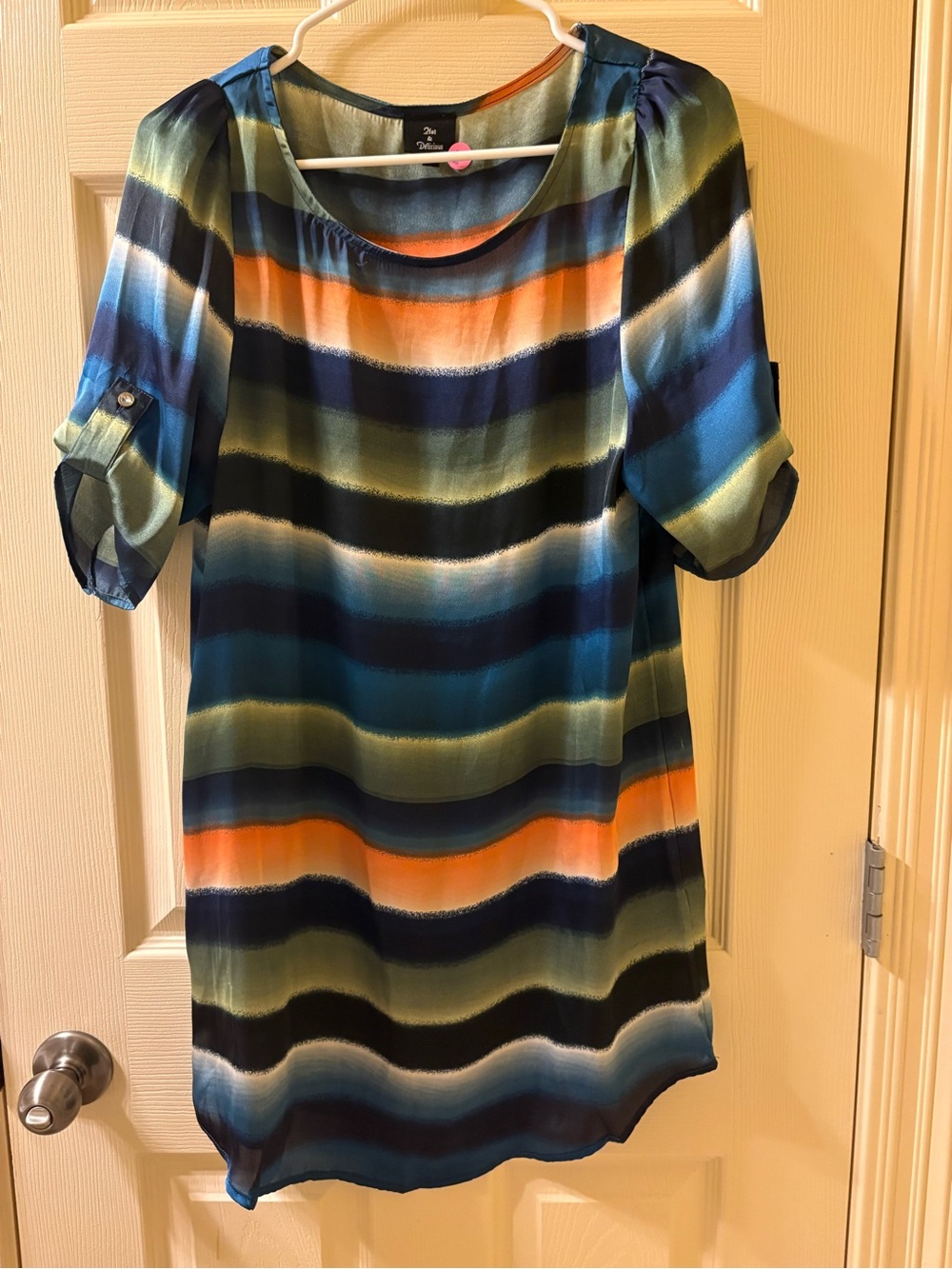 Hot & Delicious Striped Multicolor Dress - Blue, Green, Orange